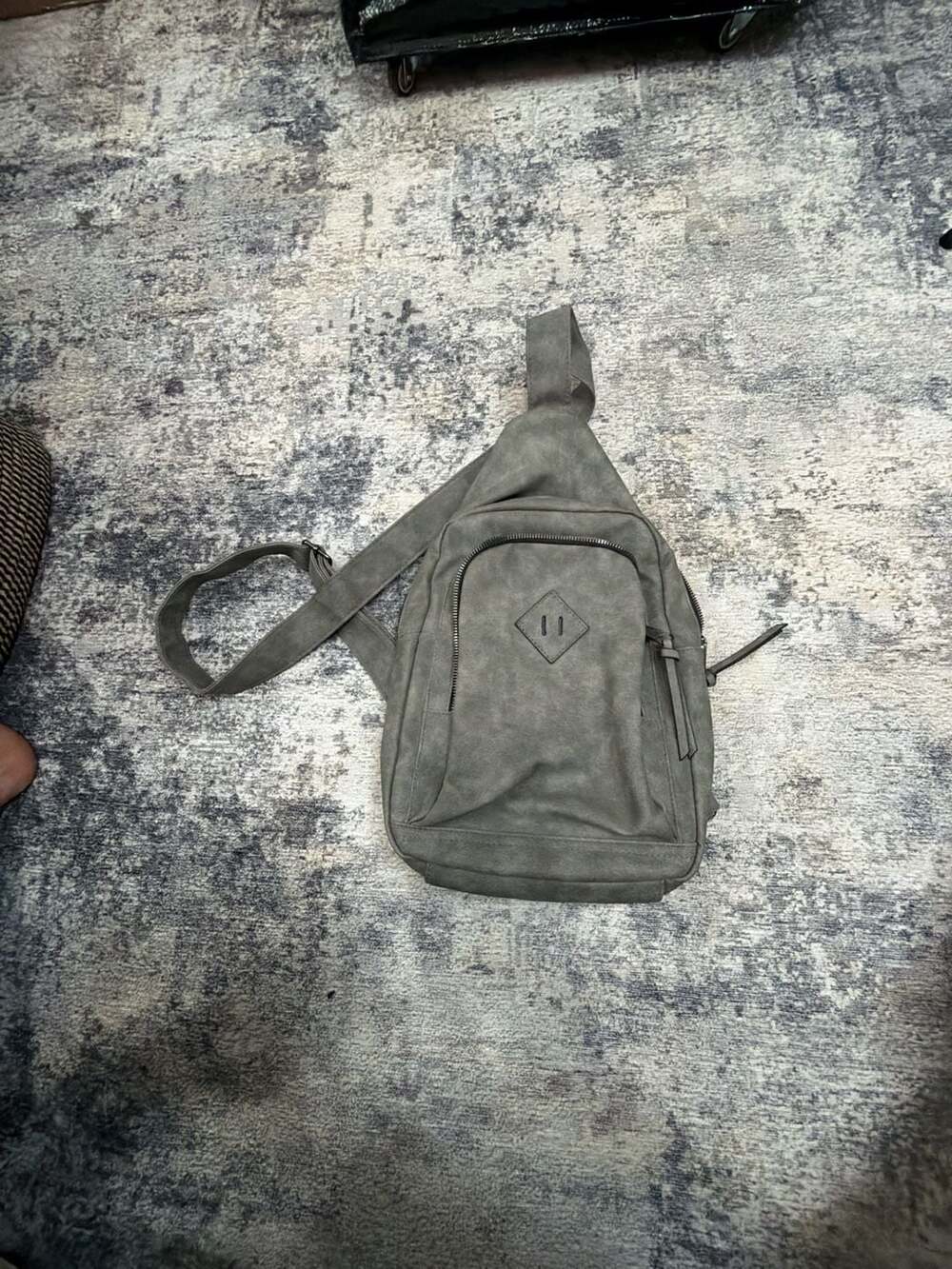 KL928 PU Leather Sling Backpack Crossbody Daypack Gray